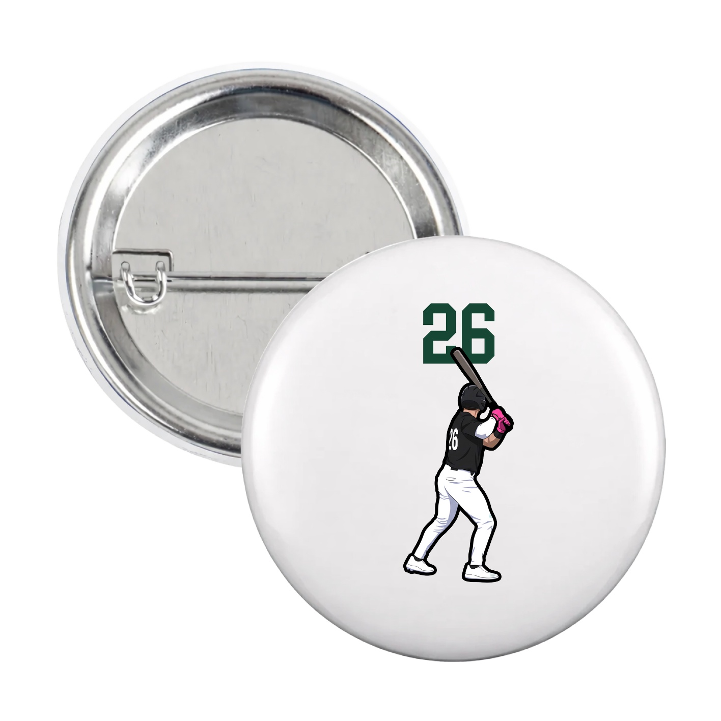 Game Day Button — Number Top in White