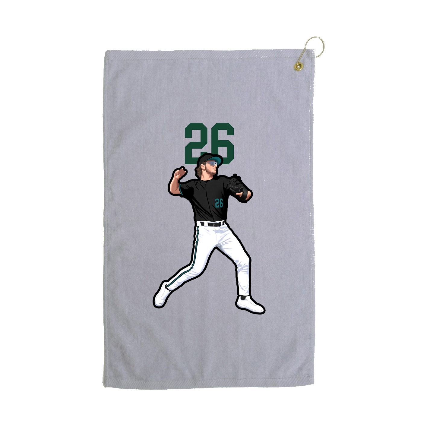 Golf Towel — Number Top in Grey