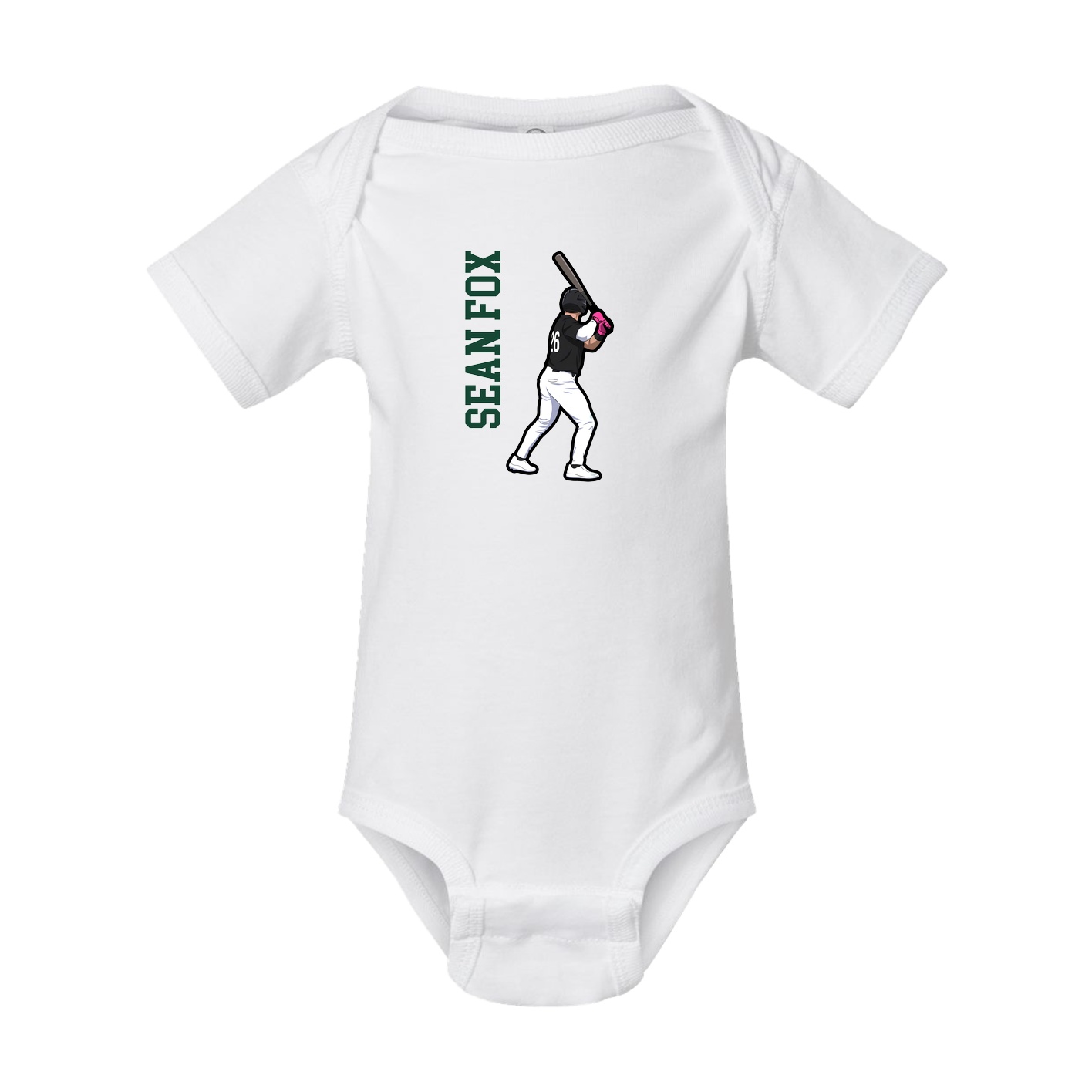 Baby Onesie — Name Vertical in White
