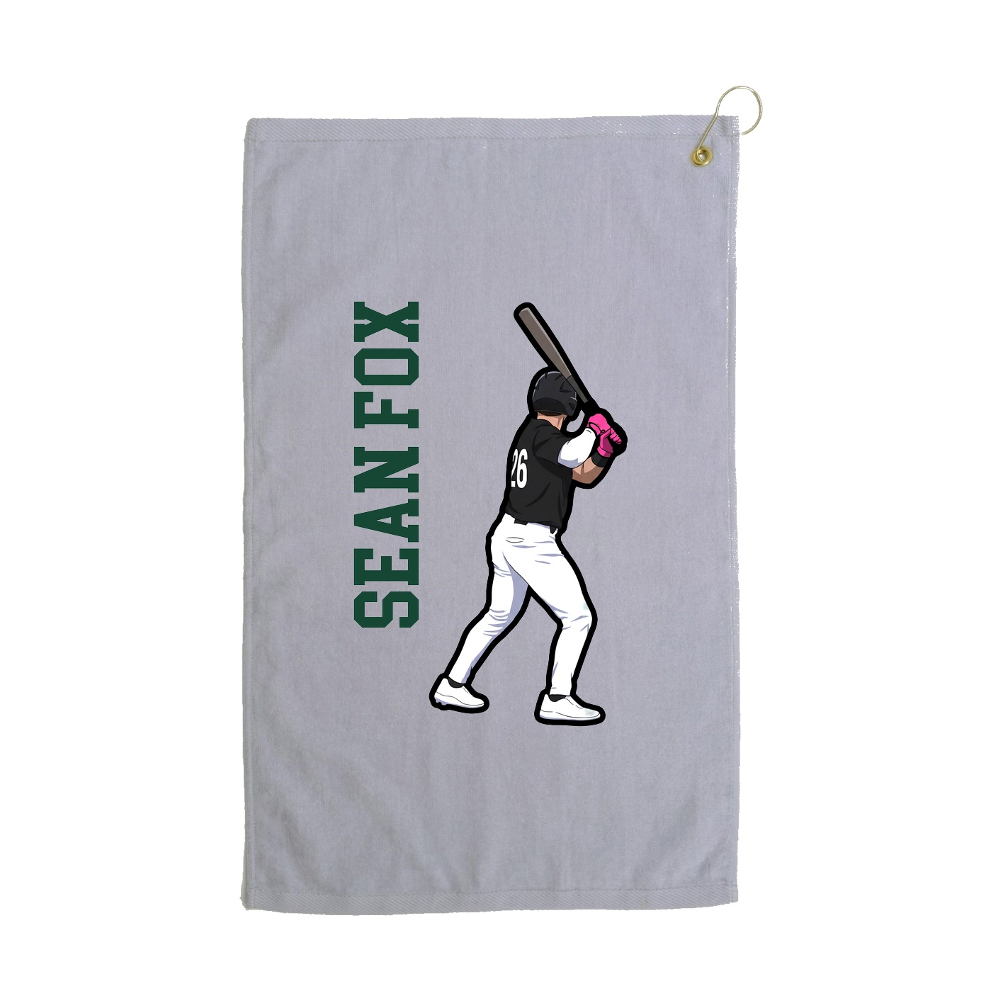 Golf Towel — Name Vertical in Grey