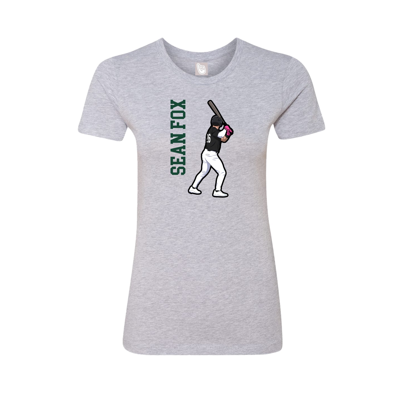 Fitted Women's Tee — Name Vertical in Grey