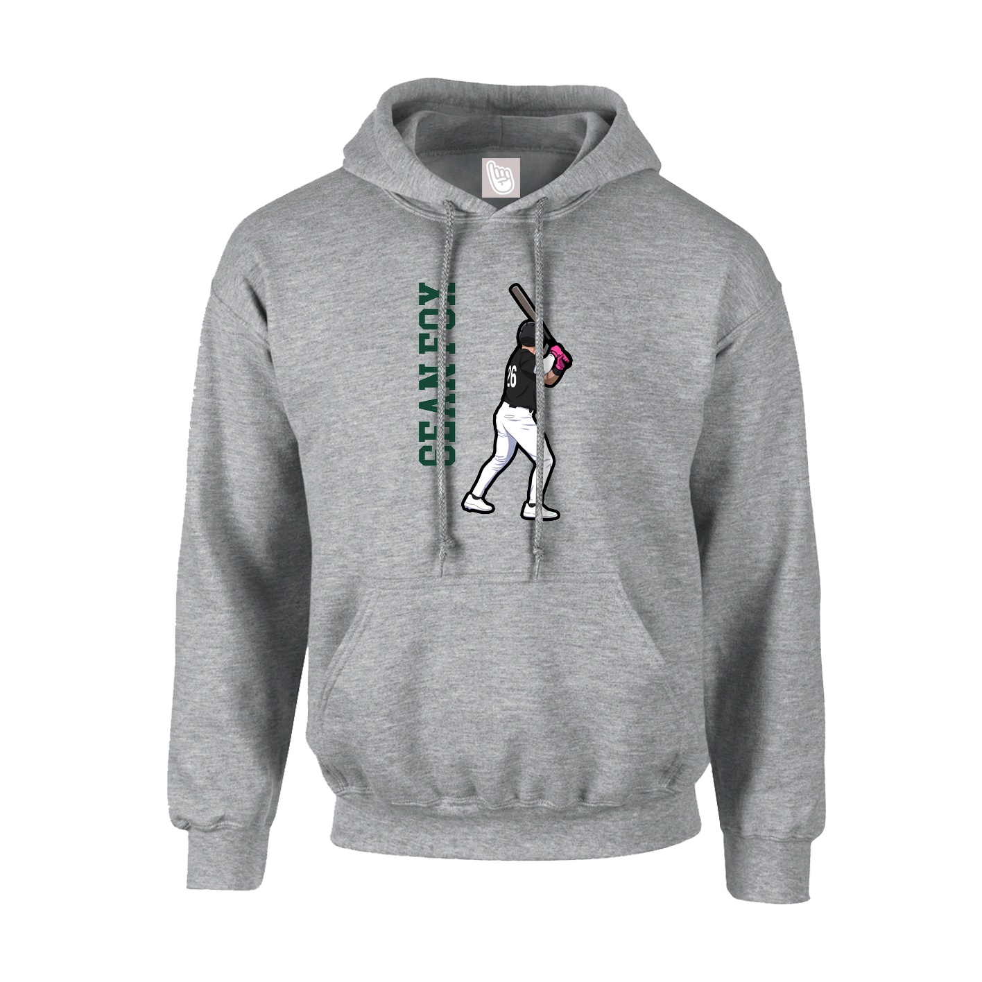 Hoodie — Name Vertical in Grey