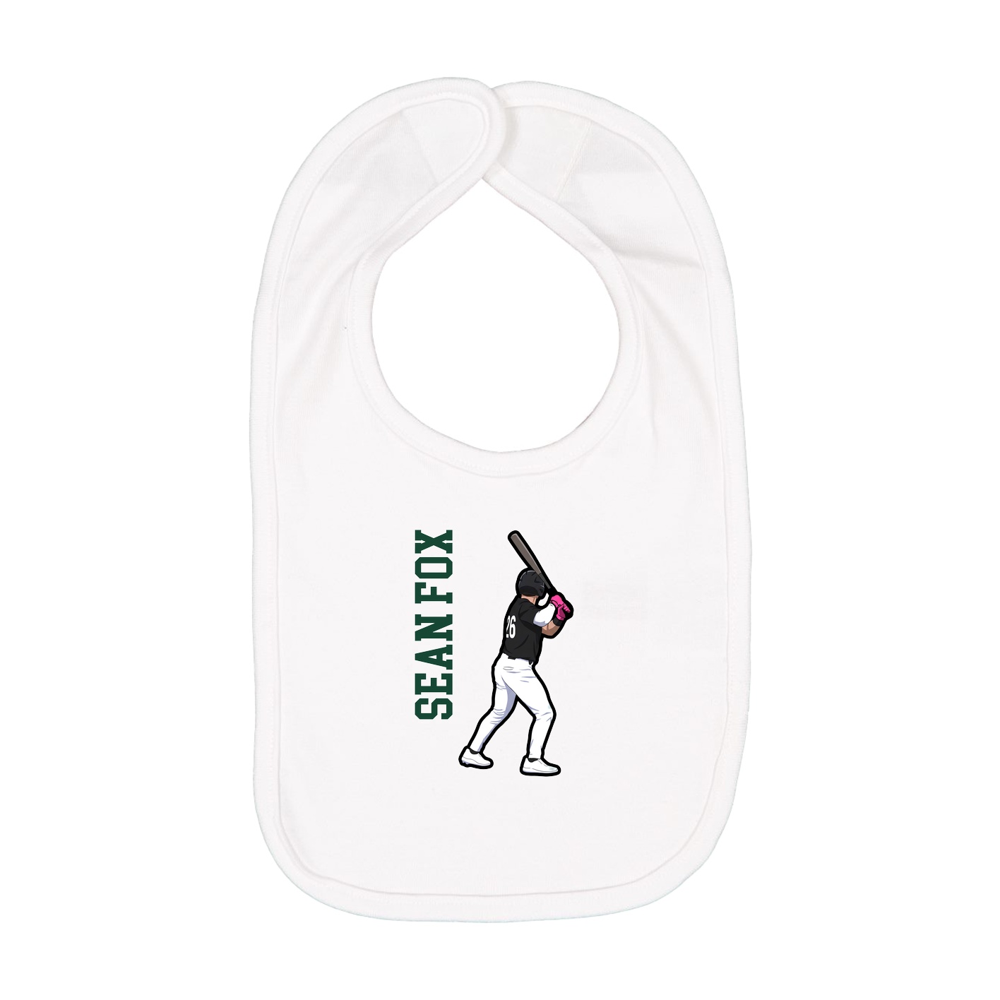 Infant Bib — Name Vertical in White