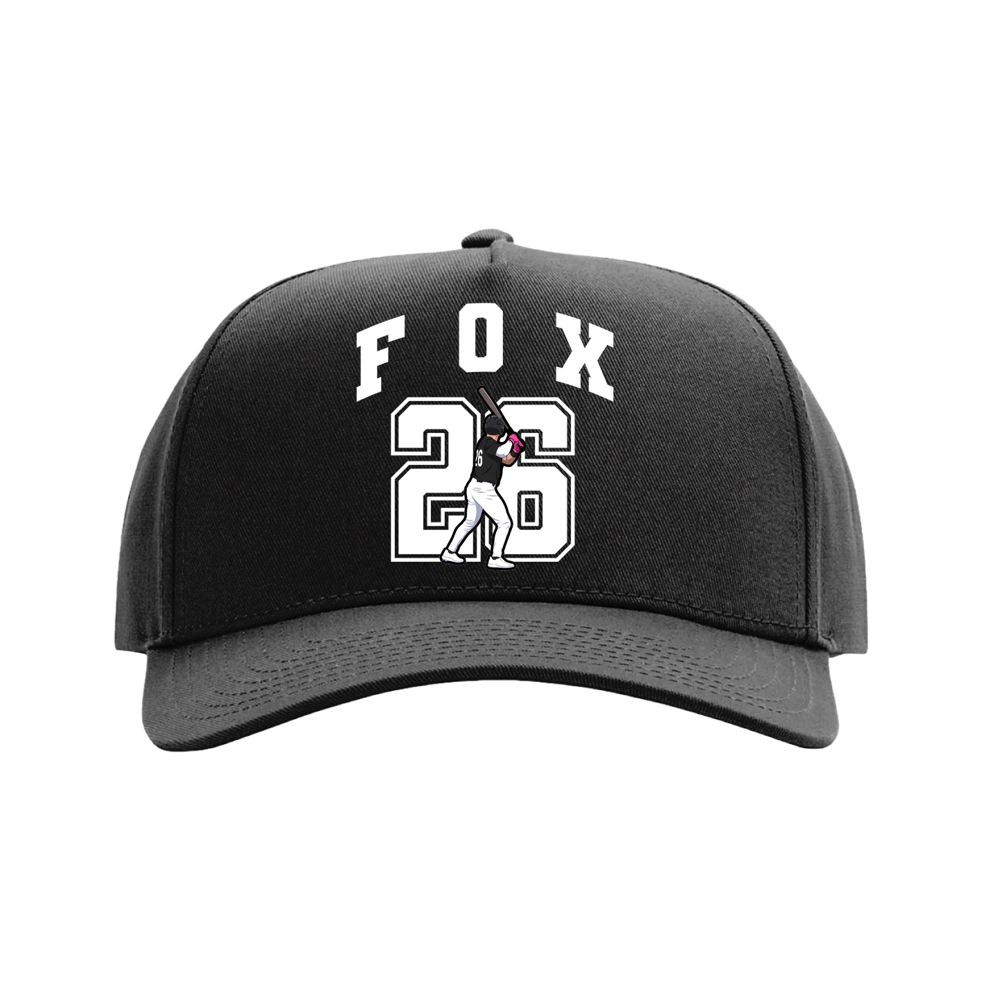Full Fabric Five-Panel Champ Cap — Number in Black