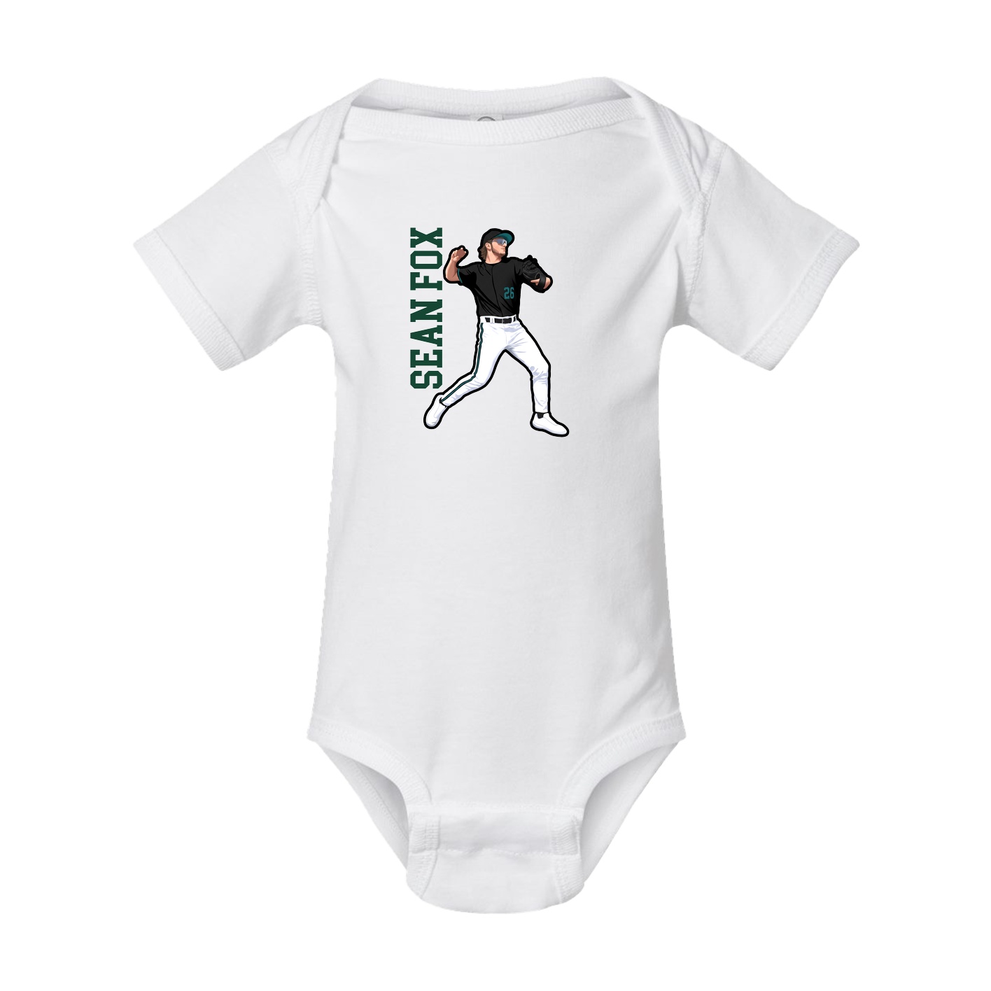 Baby Onesie — Name Vertical in White