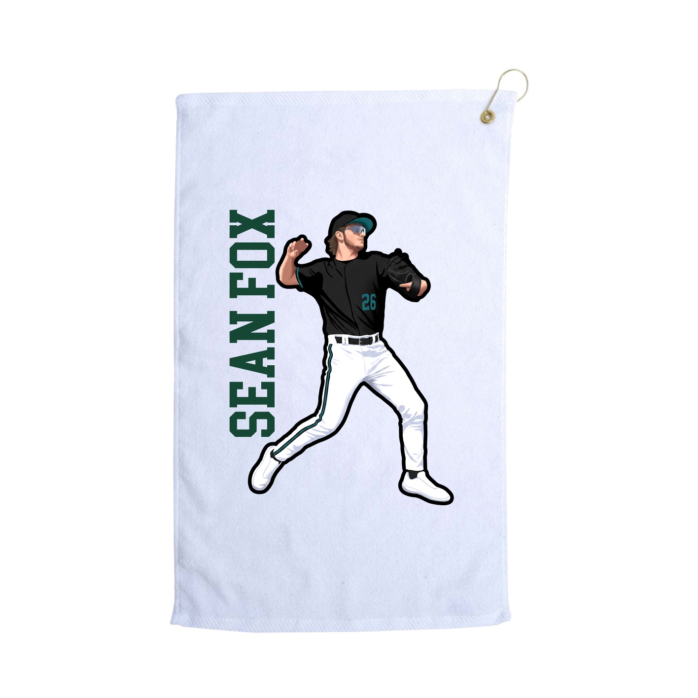 Golf Towel — Name Vertical in White