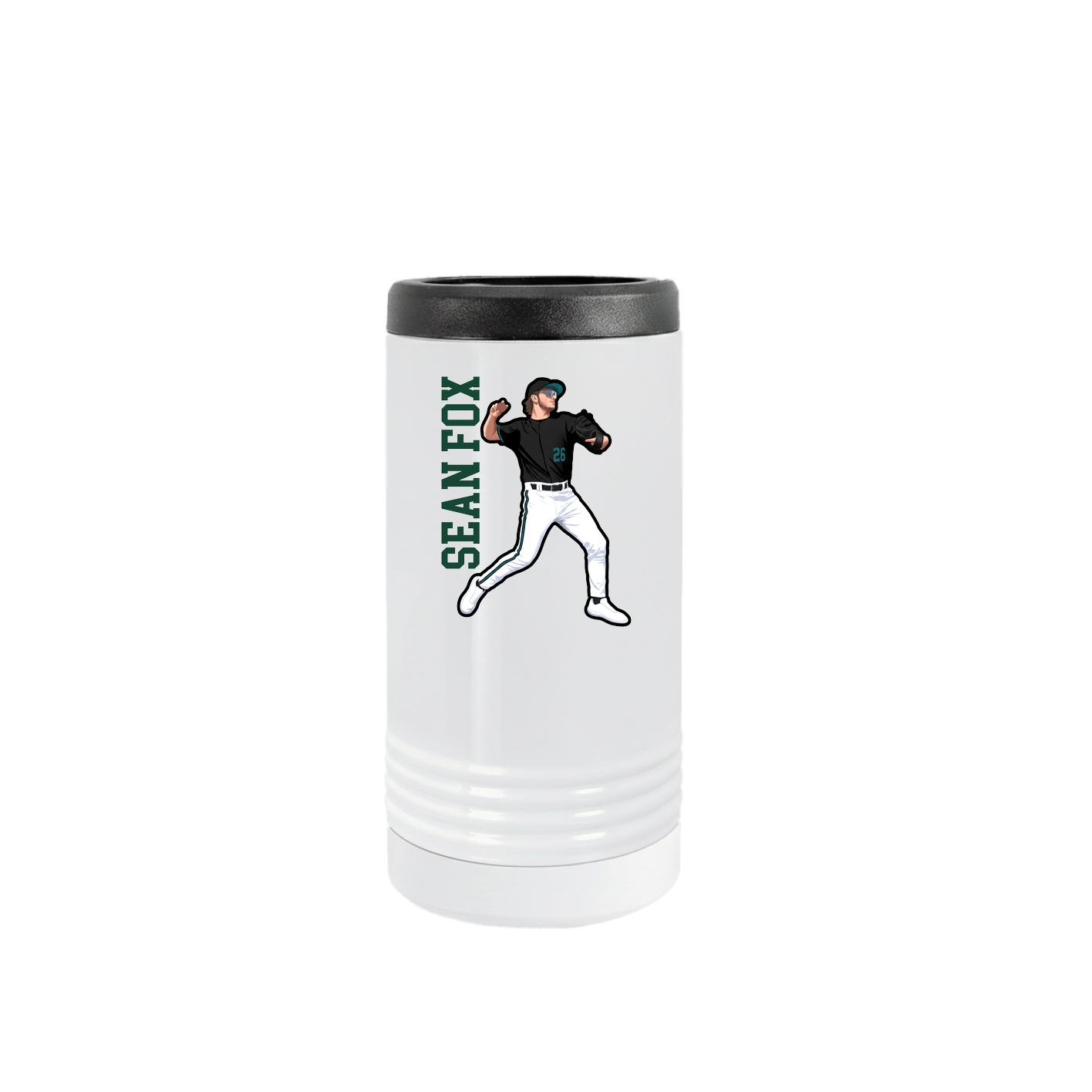 Slim Beverage Holder — Name Vertical in White