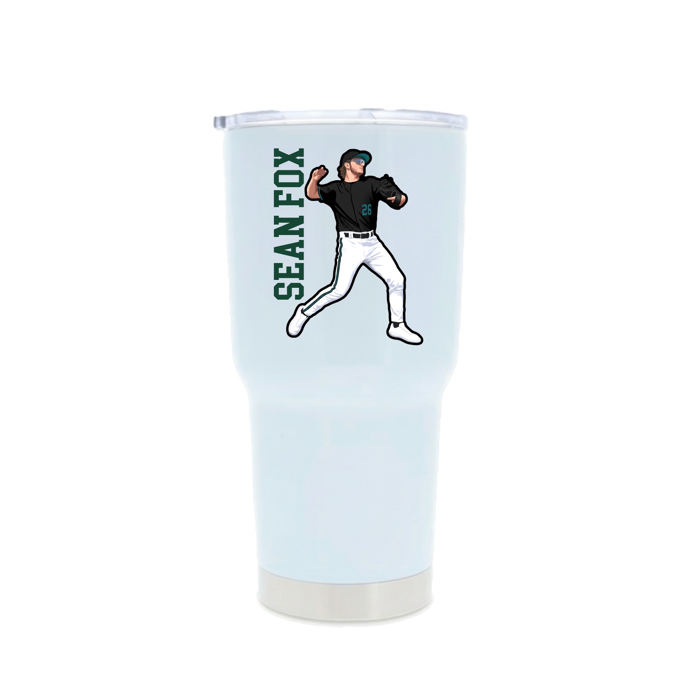 30oz Stainless Steel Tumbler — Name Vertical in White
