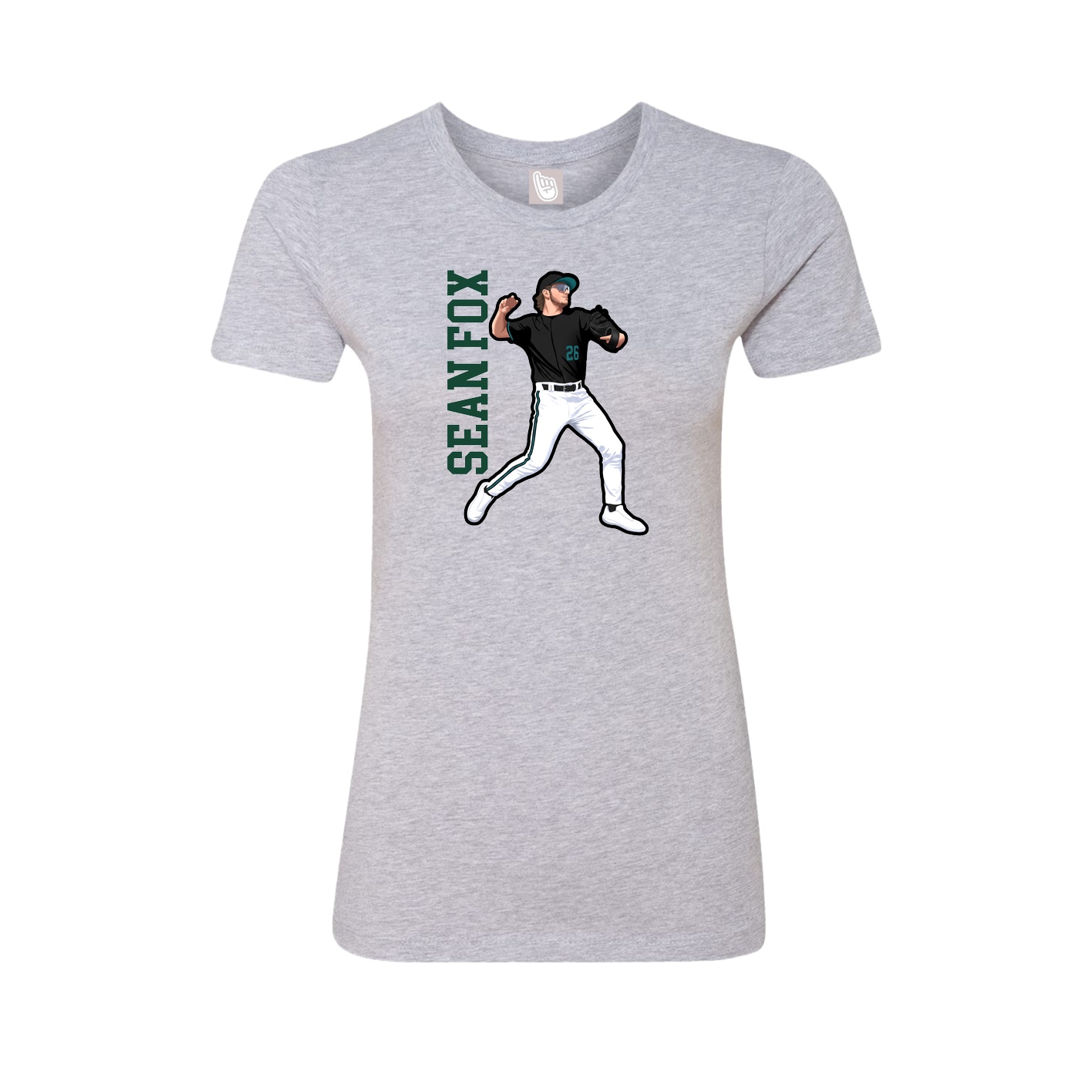 Fitted Women's Tee — Name Vertical in Grey