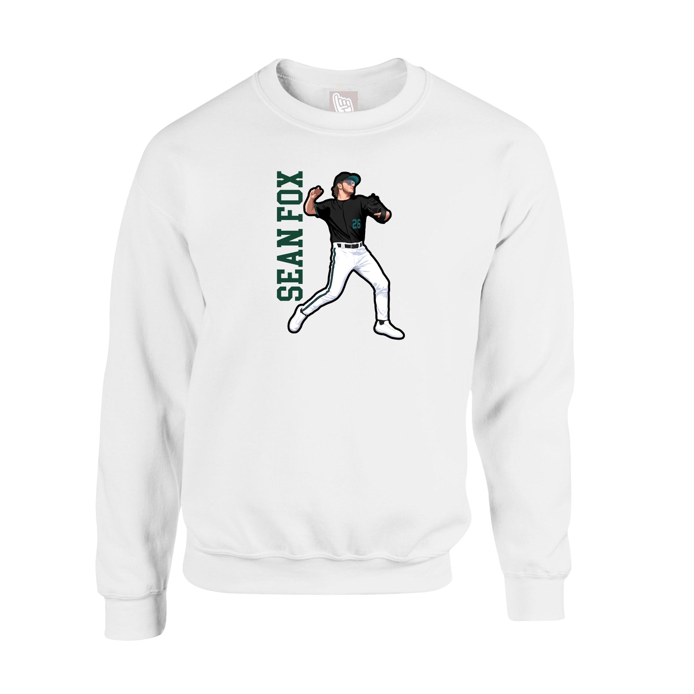 Fleece Crew — Name Vertical in White