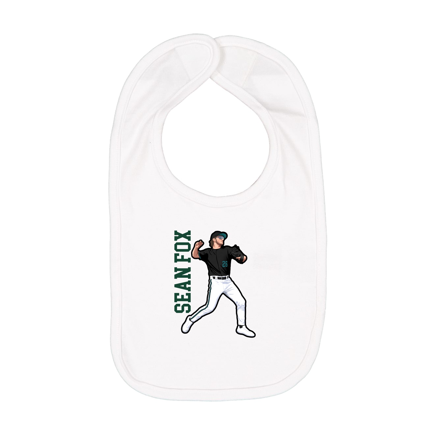Infant Bib — Name Vertical in White