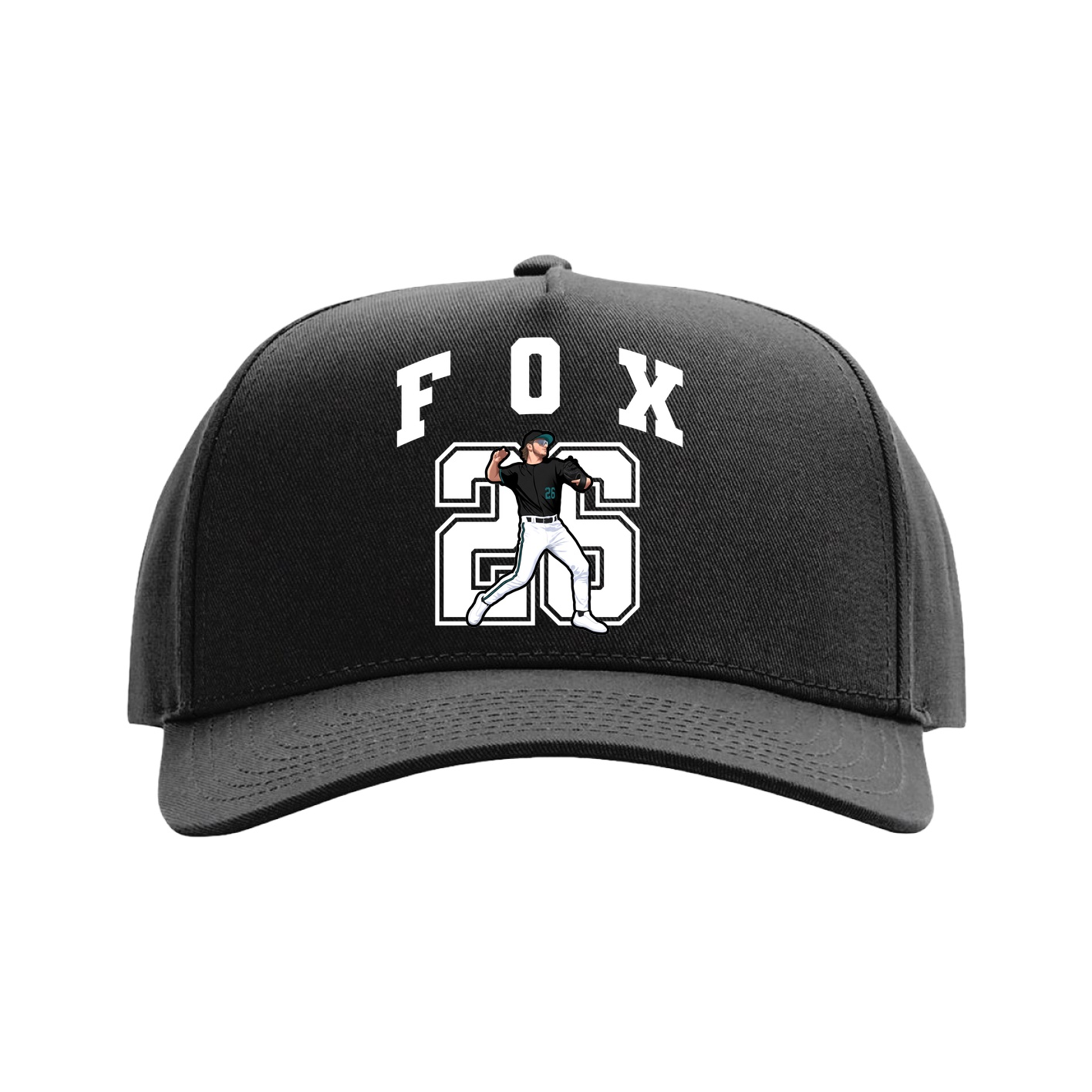 Full Fabric Five-Panel Champ Cap — Number in Black