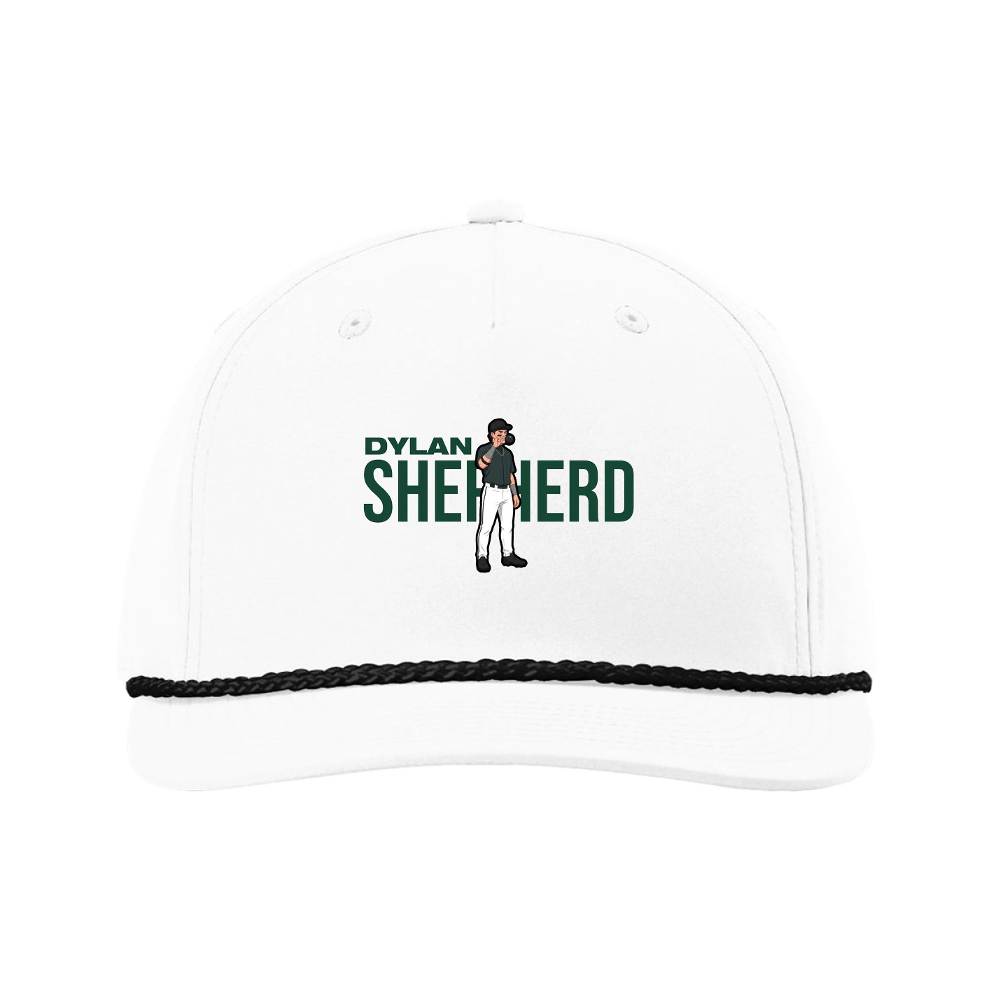 Five-Panel Classic Rope Cap — Player Name in White