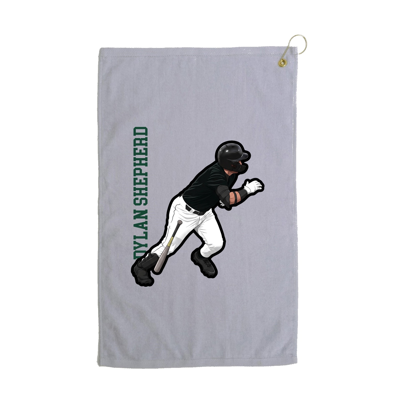 Golf Towel — Name Vertical in Grey