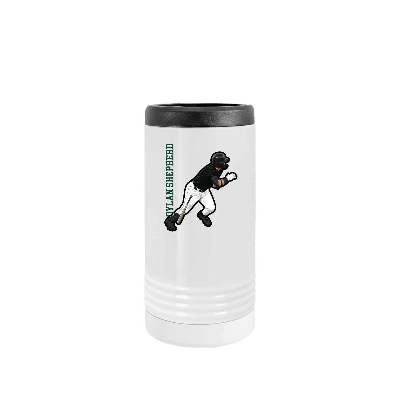 Slim Beverage Holder — Name Vertical in White