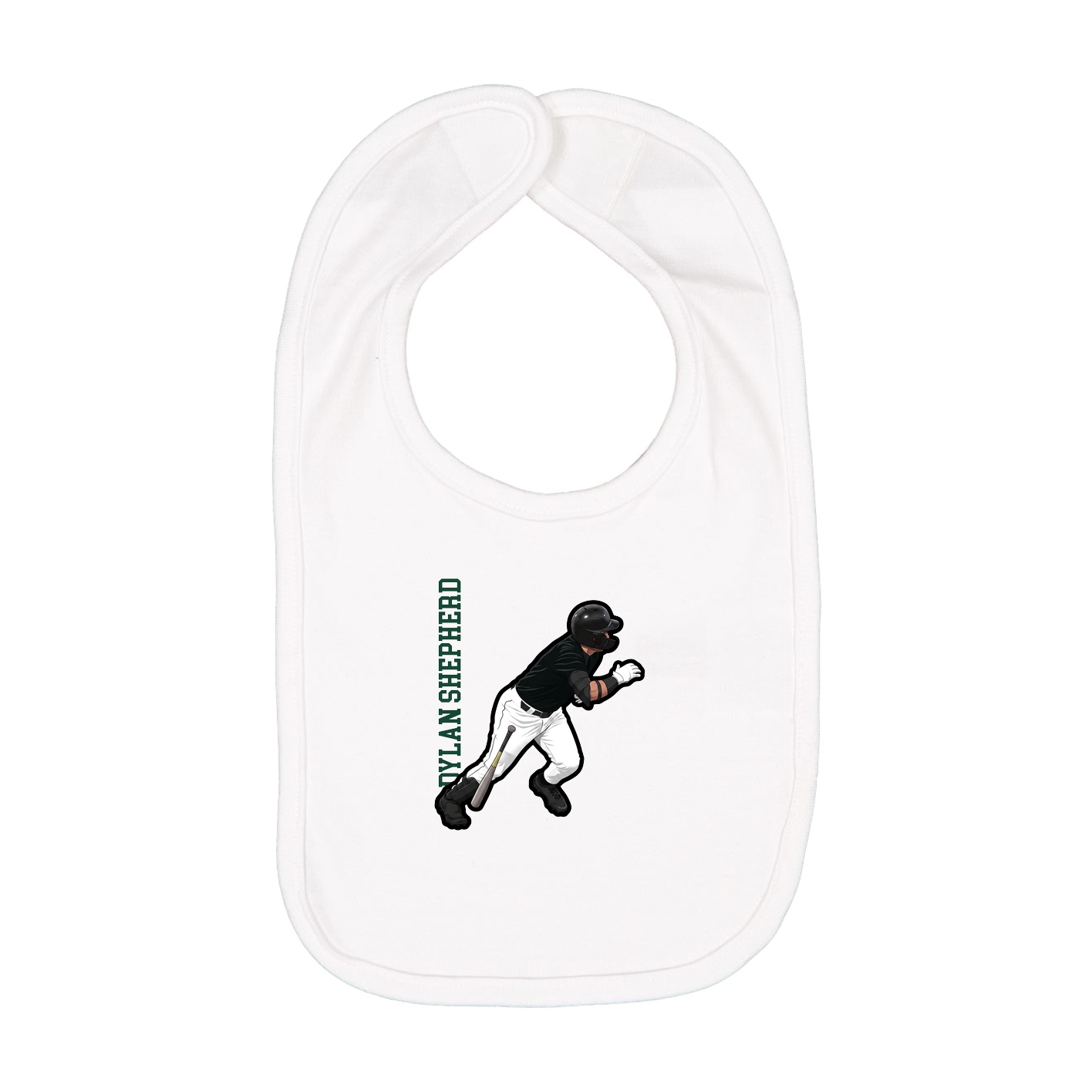 Infant Bib — Name Vertical in White