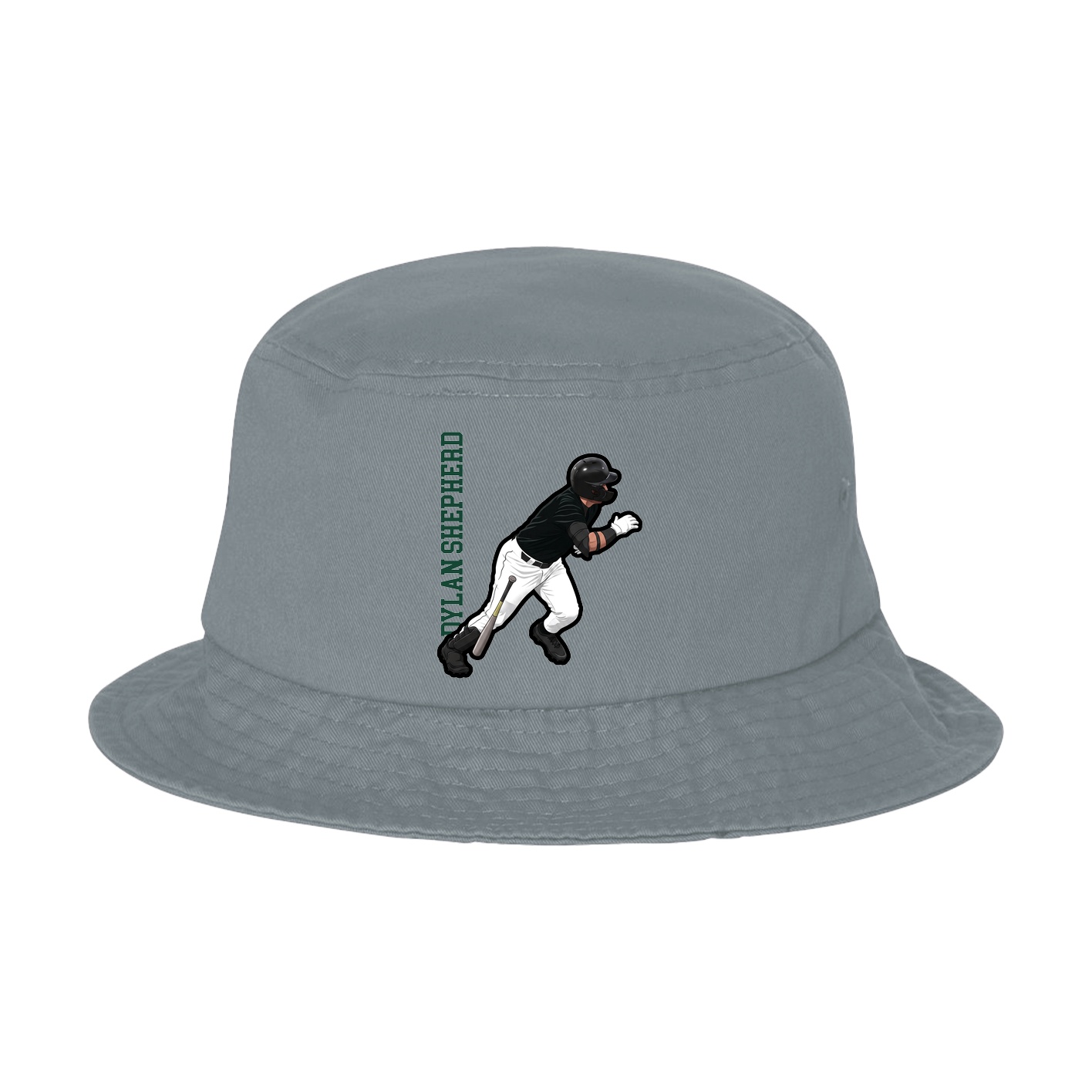 Bucket Cap — Name Vertical in Grey
