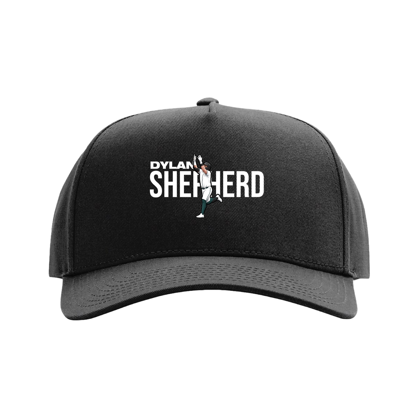 Full Fabric Five-Panel Champ Cap — Player Name in Black