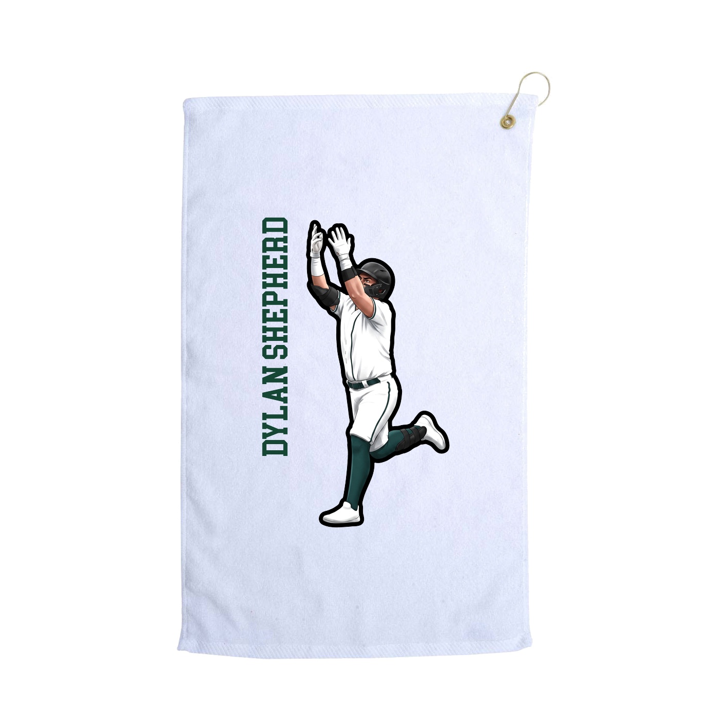 Golf Towel — Name Vertical in White