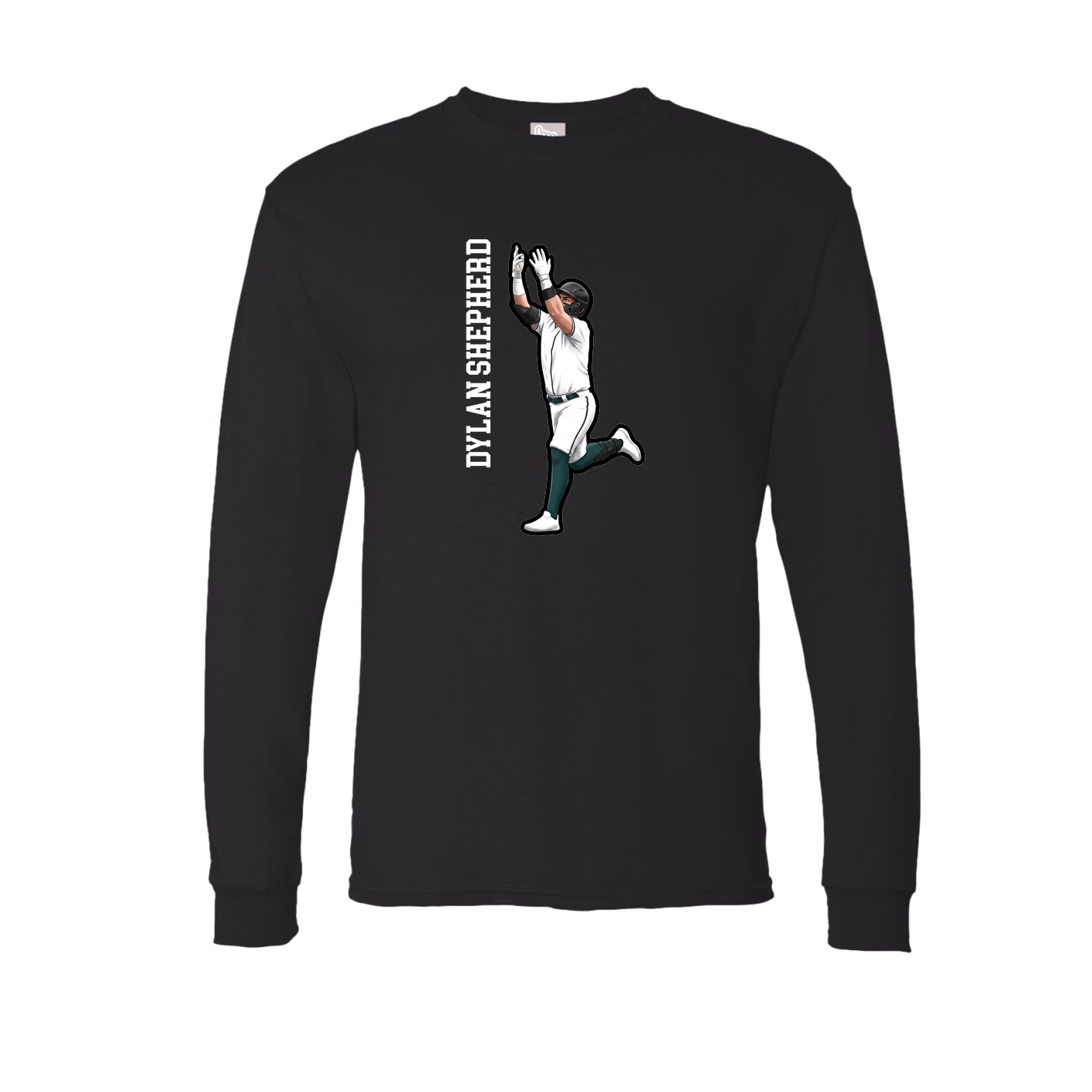 Long Sleeve Tee — Name Vertical in Black