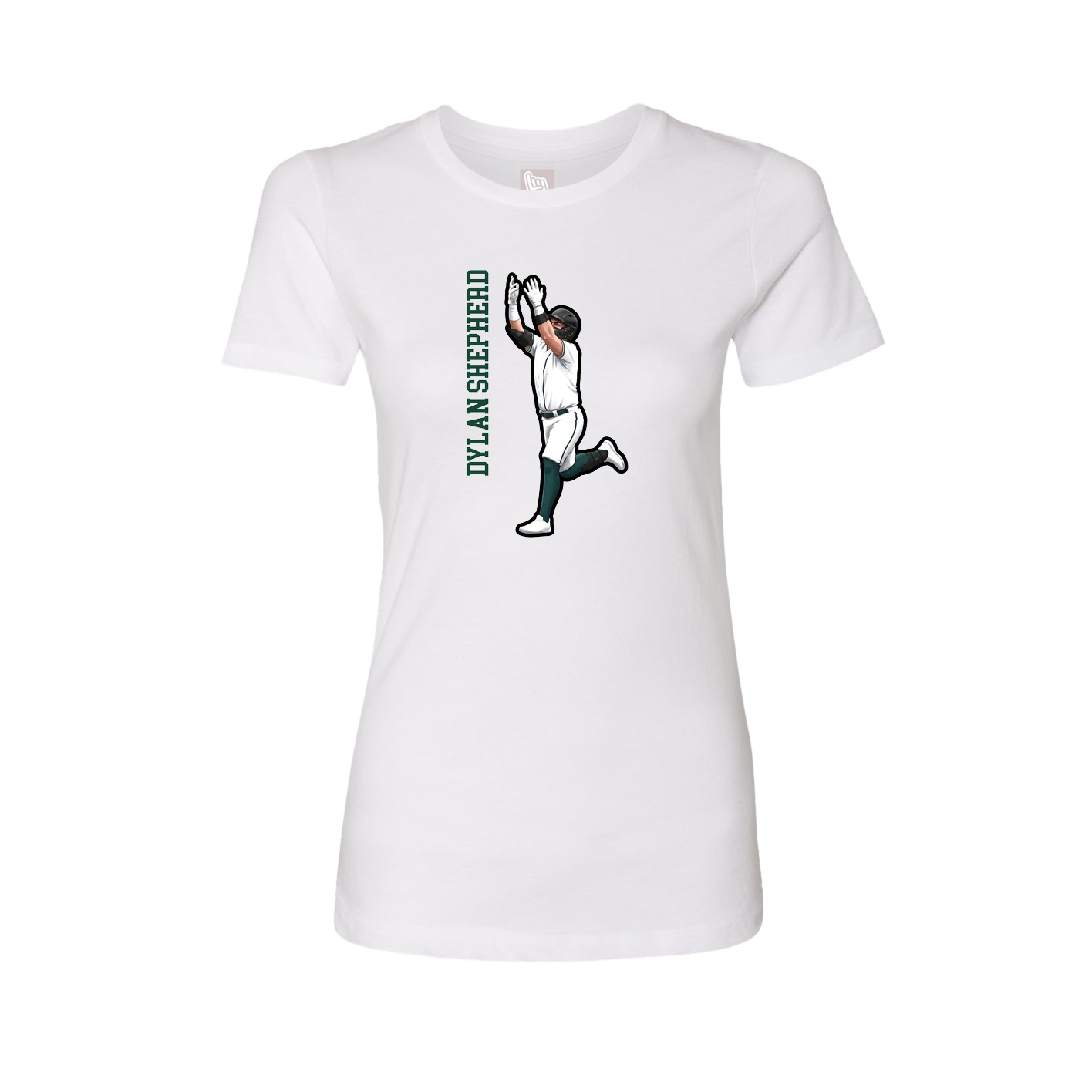 Fitted Women's Tee — Name Vertical in White