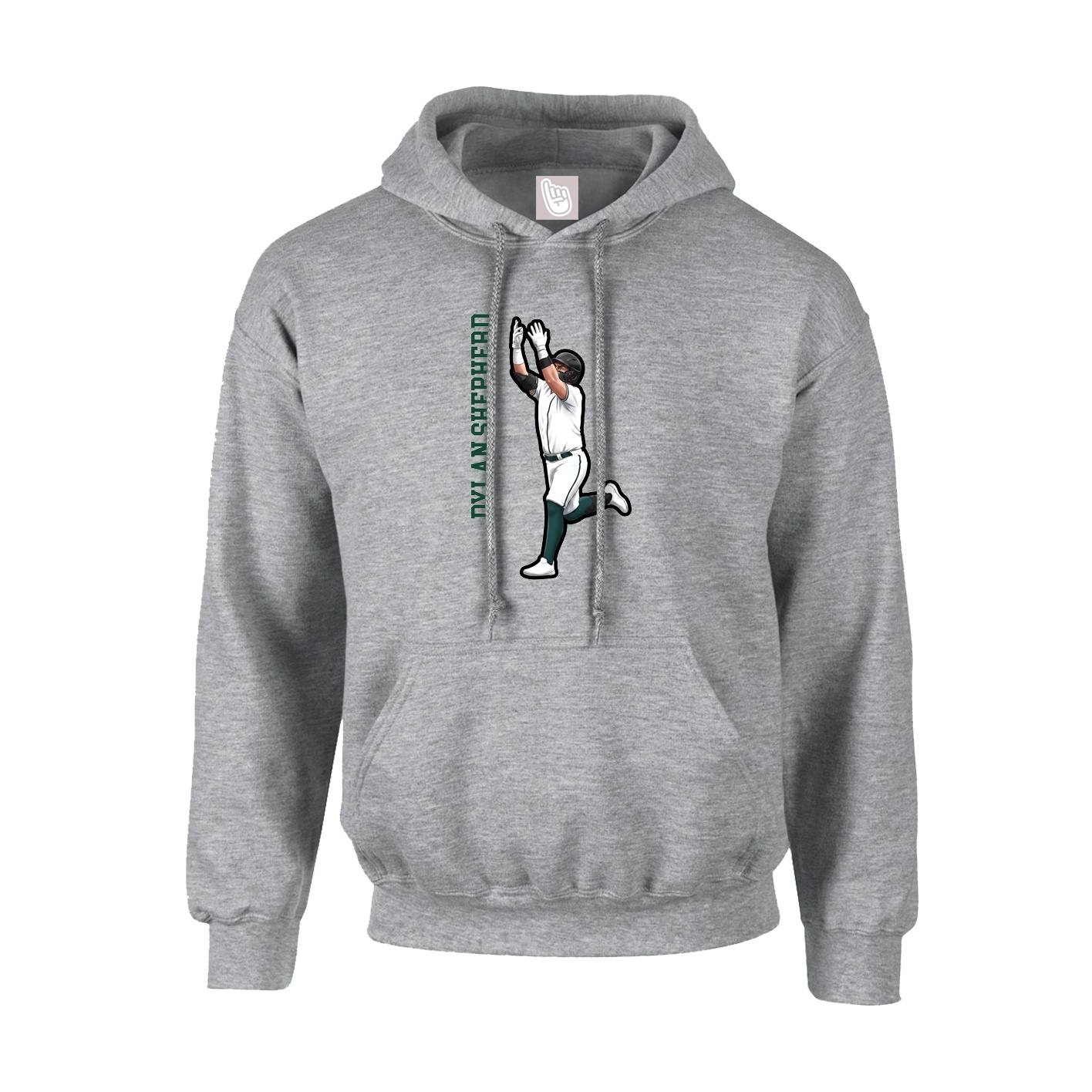 Hoodie — Name Vertical in Grey