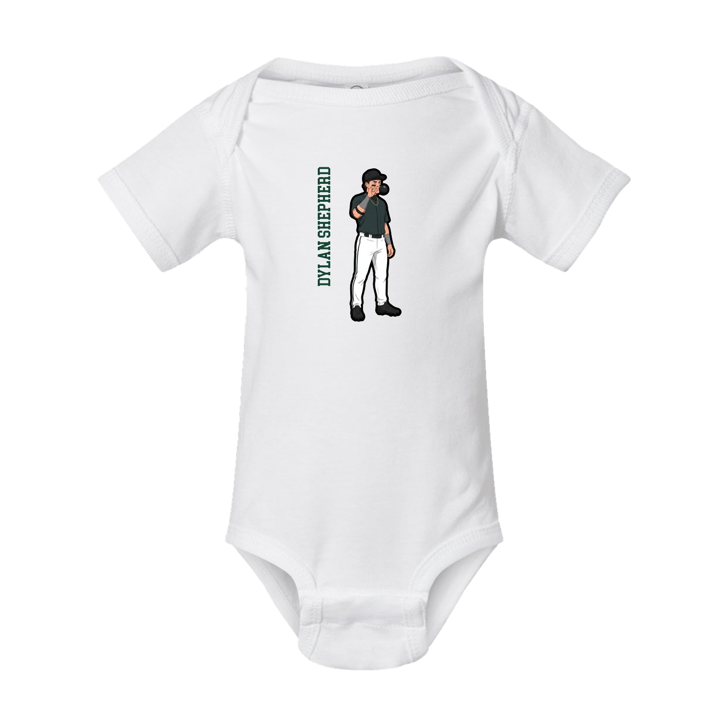 Baby Onesie — Name Vertical in White