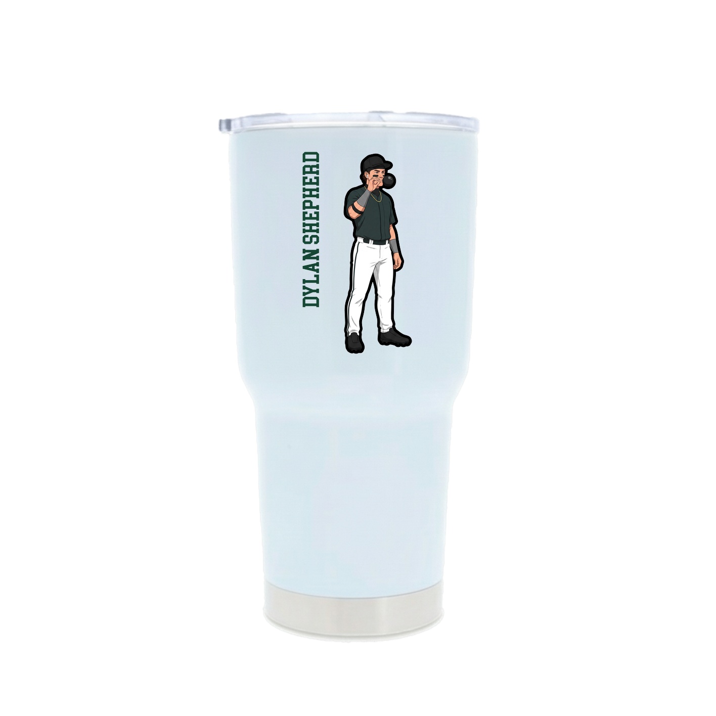 30oz Stainless Steel Tumbler — Name Vertical in White