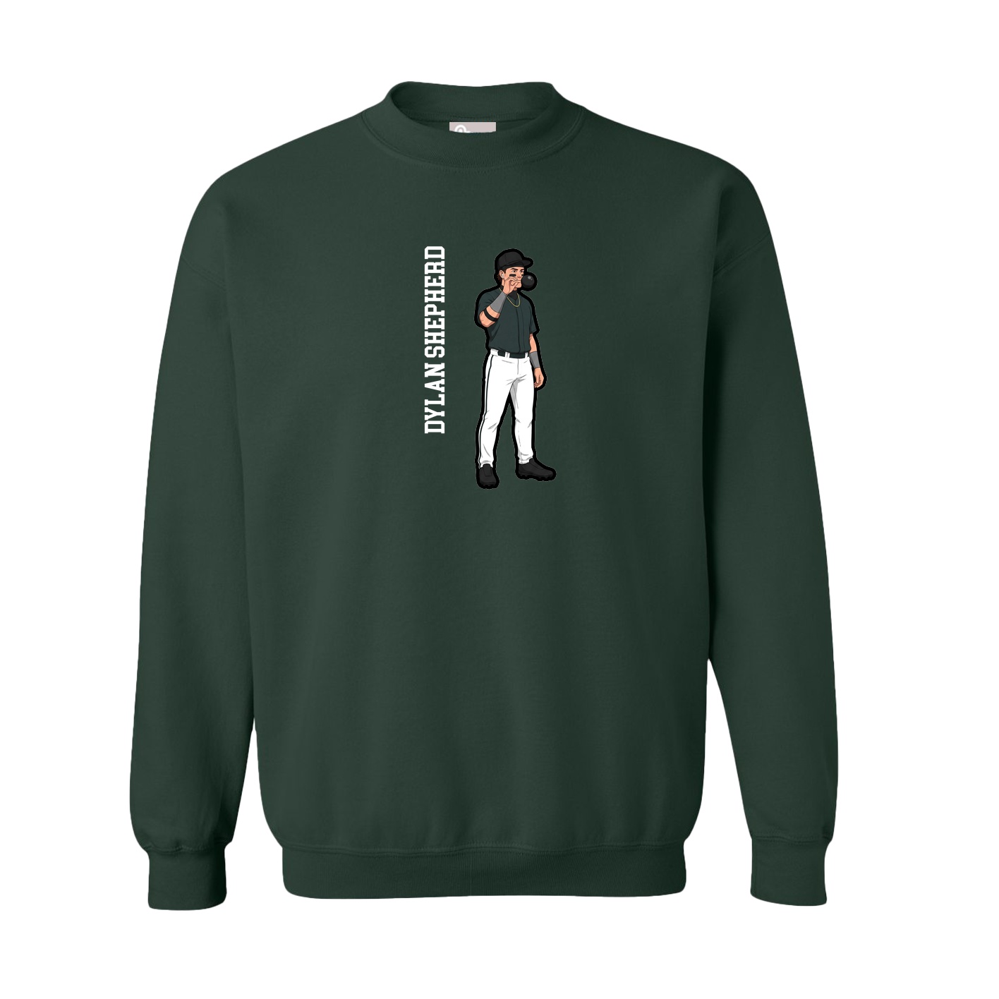 Fleece Crew — Name Vertical in Green