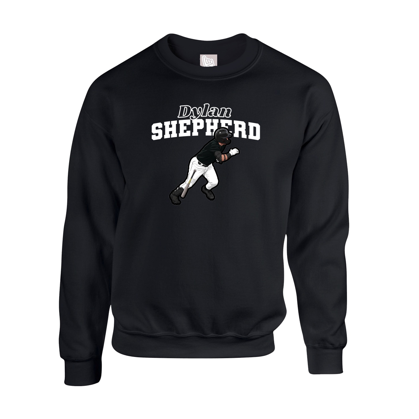Fleece Crew — Name Arch in Black