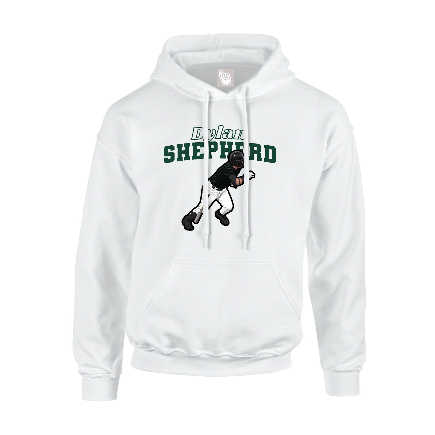 Youth Hoodie — Name Arch in White