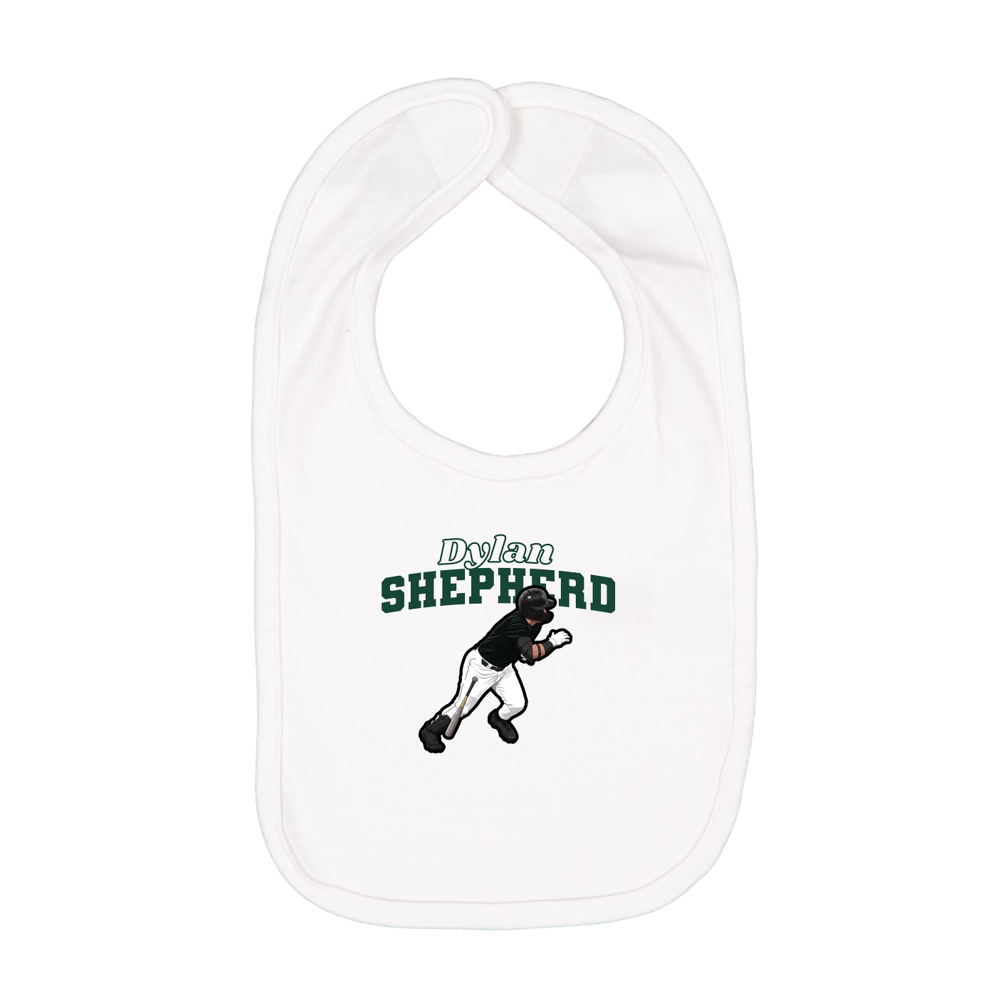 Infant Bib — Name Arch in White