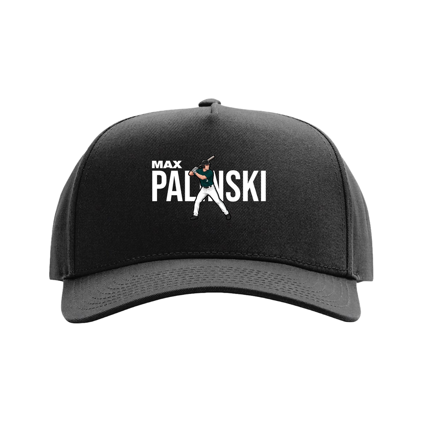 Full Fabric Five-Panel Champ Cap — Player Name in Black