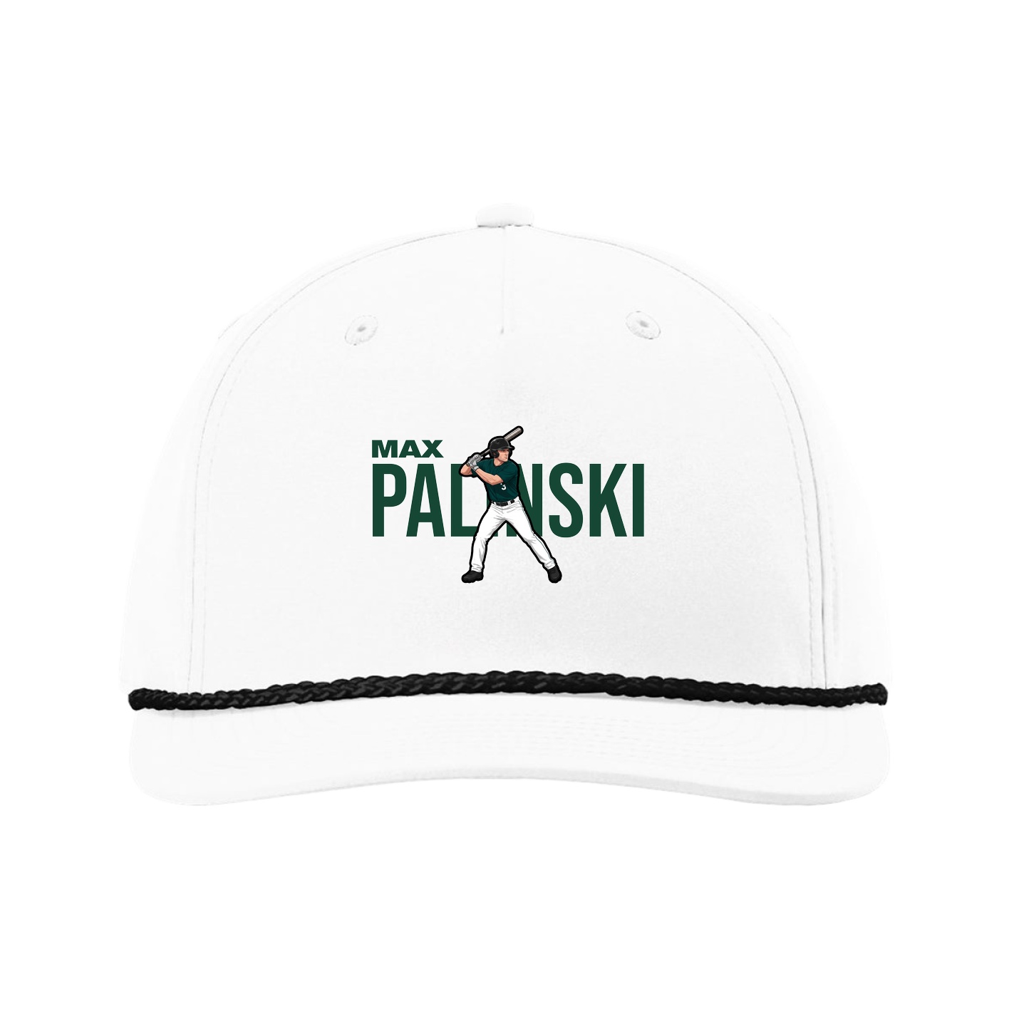 Five-Panel Classic Rope Cap — Player Name in White