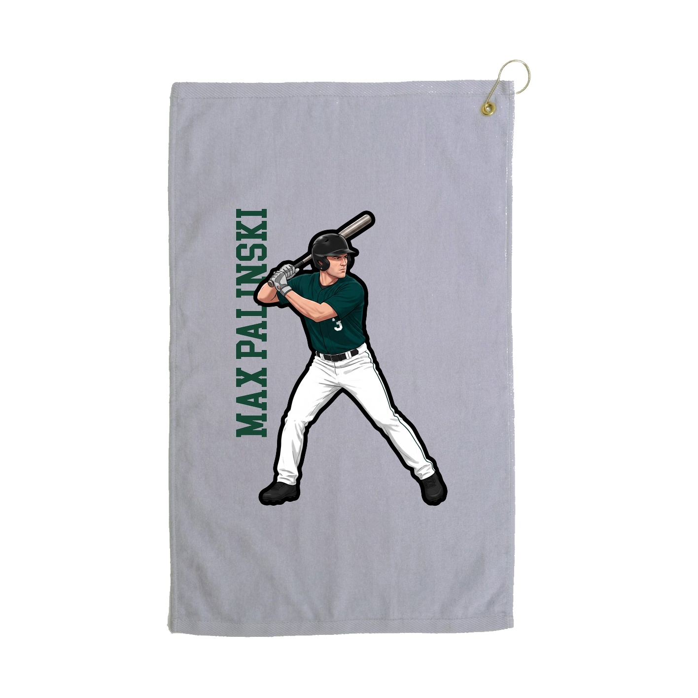 Golf Towel — Name Vertical in Grey