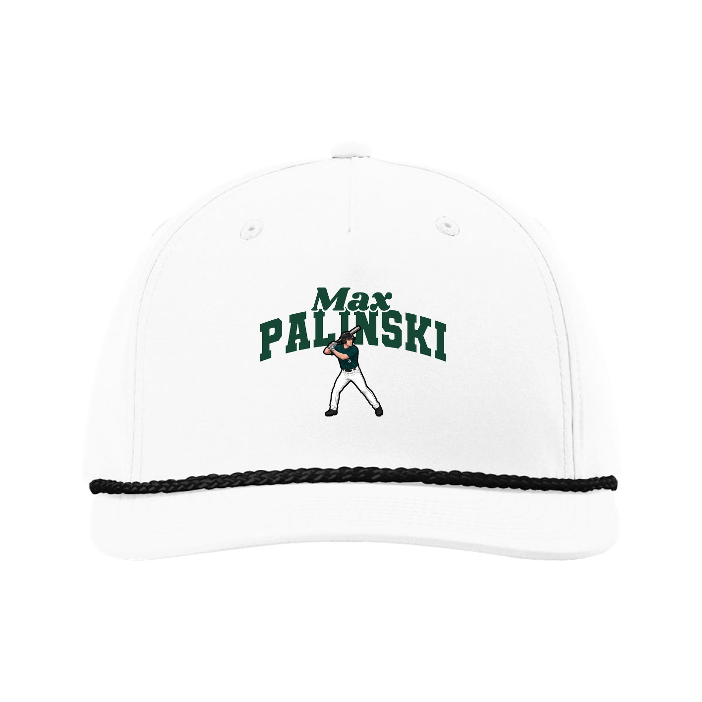 Five-Panel Classic Rope Cap — Signature Arch in White