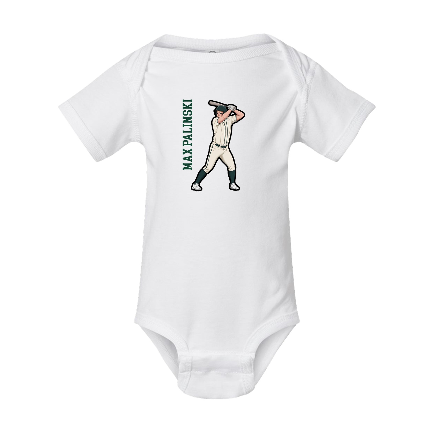 Baby Onesie — Name Vertical in White