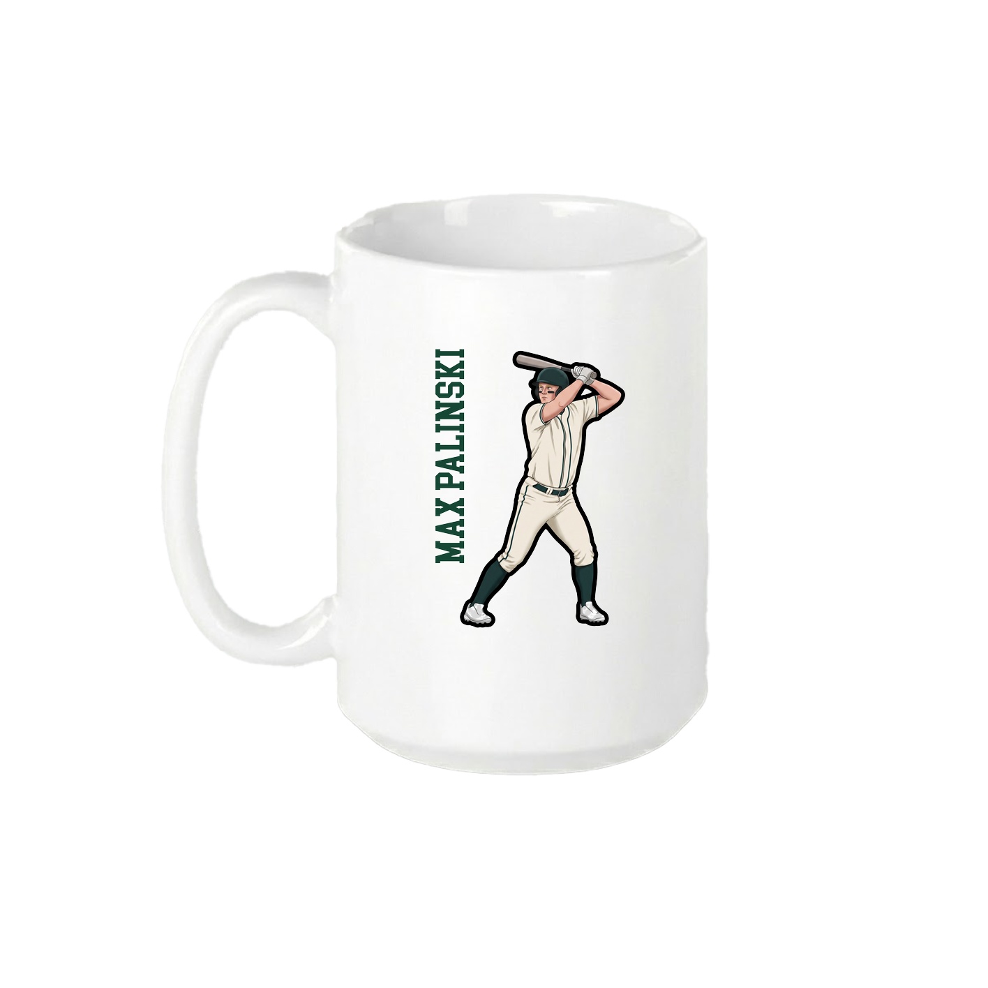15oz Coffee Mug — Name Vertical in White