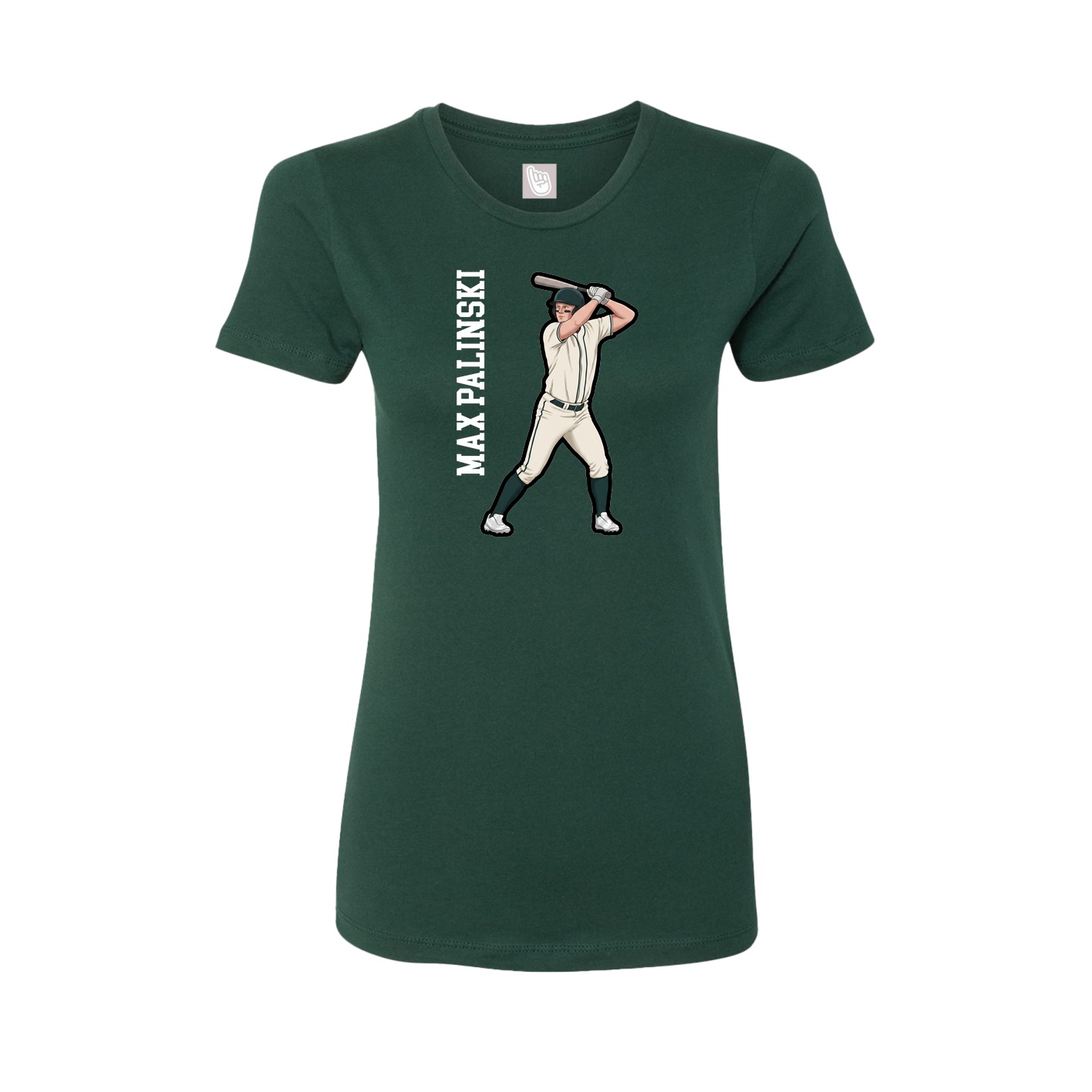Fitted Women's Tee — Name Vertical in Green