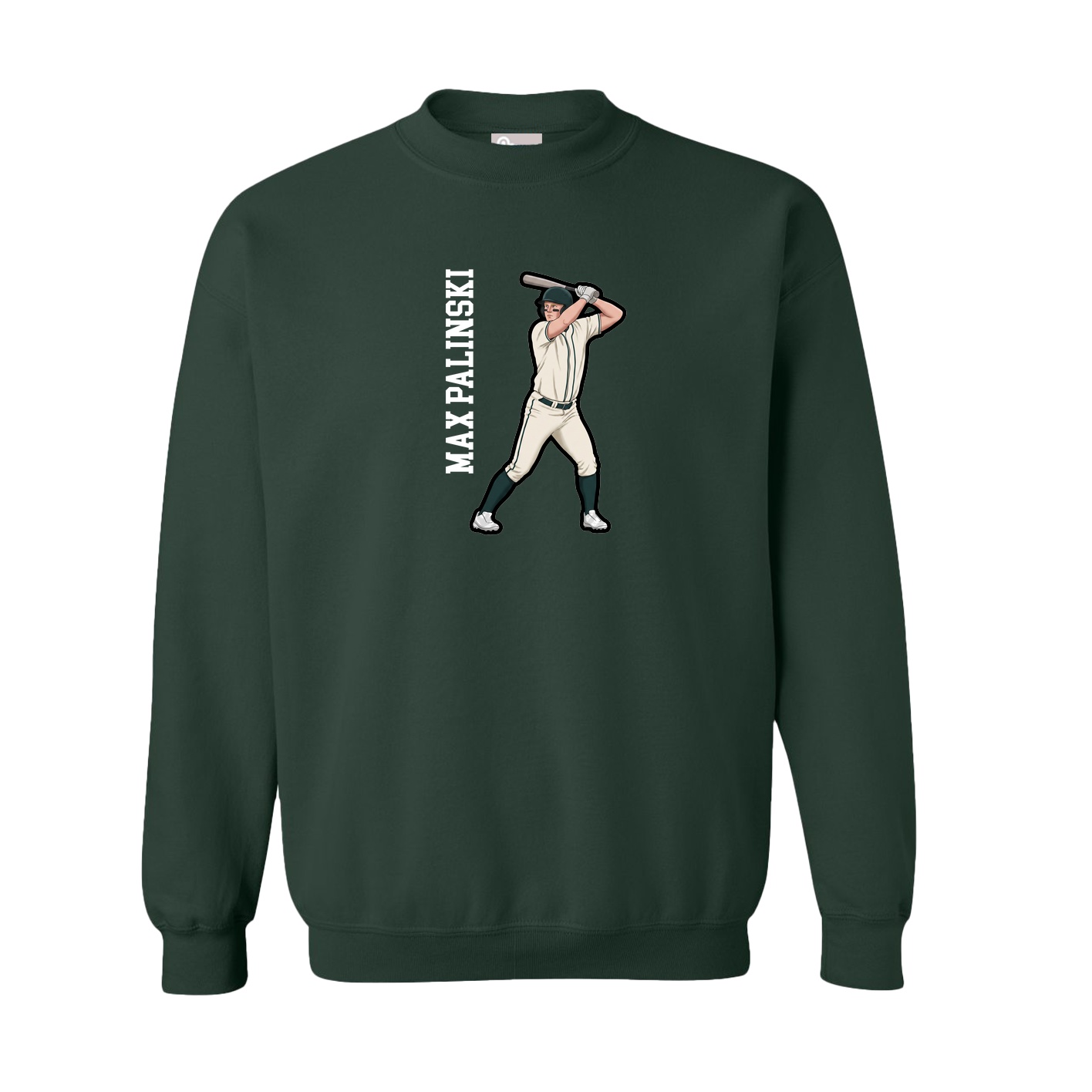Fleece Crew — Name Vertical in Green