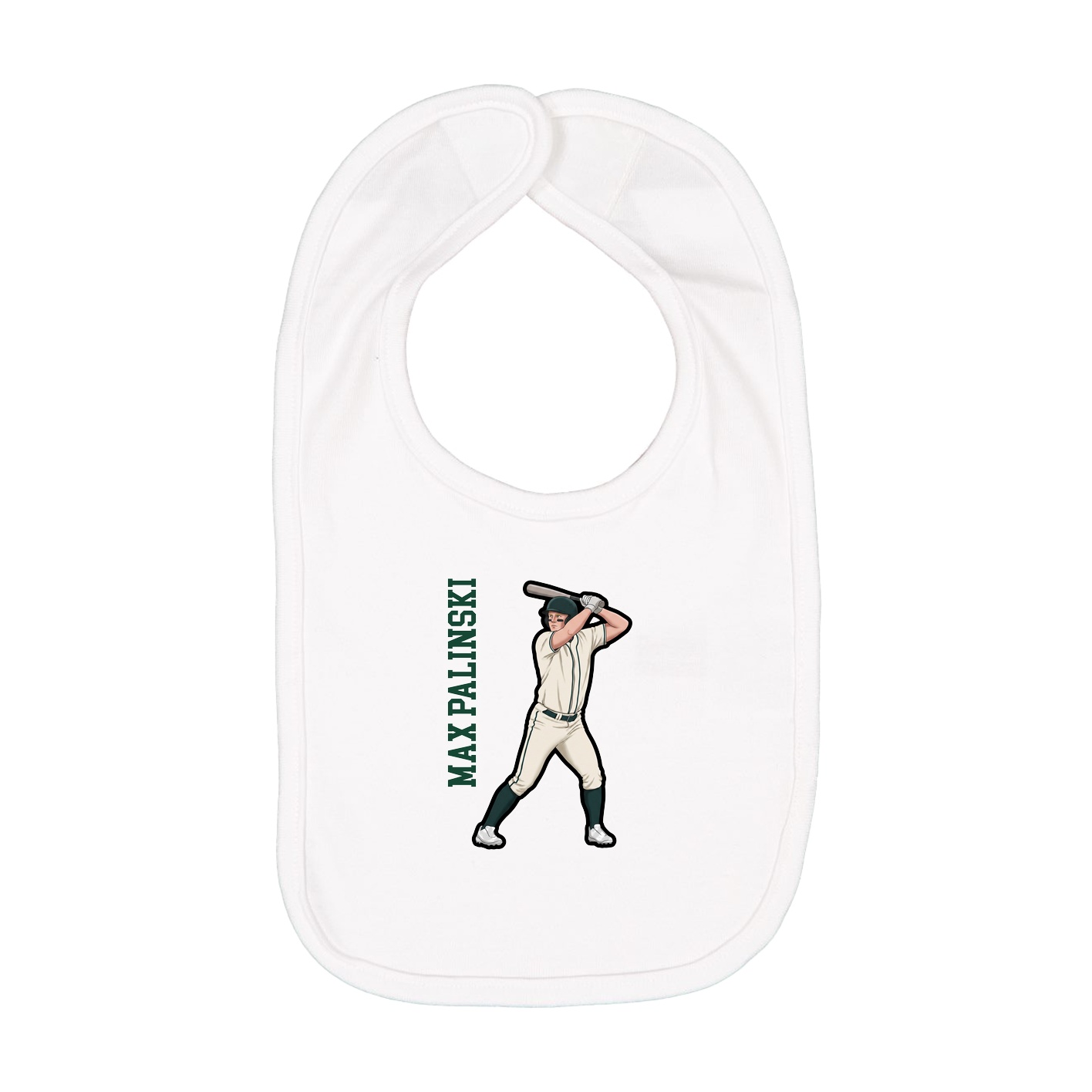 Infant Bib — Name Vertical in White