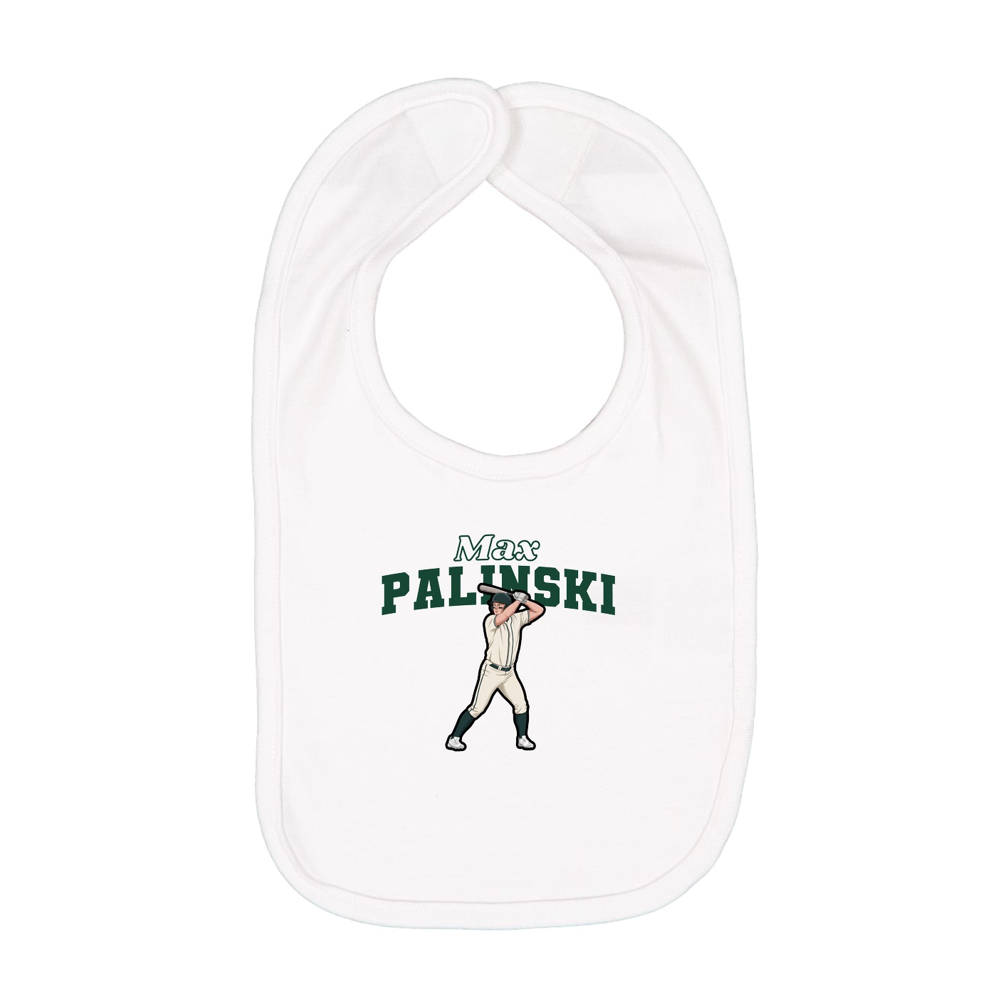 Infant Bib — Name Arch in White