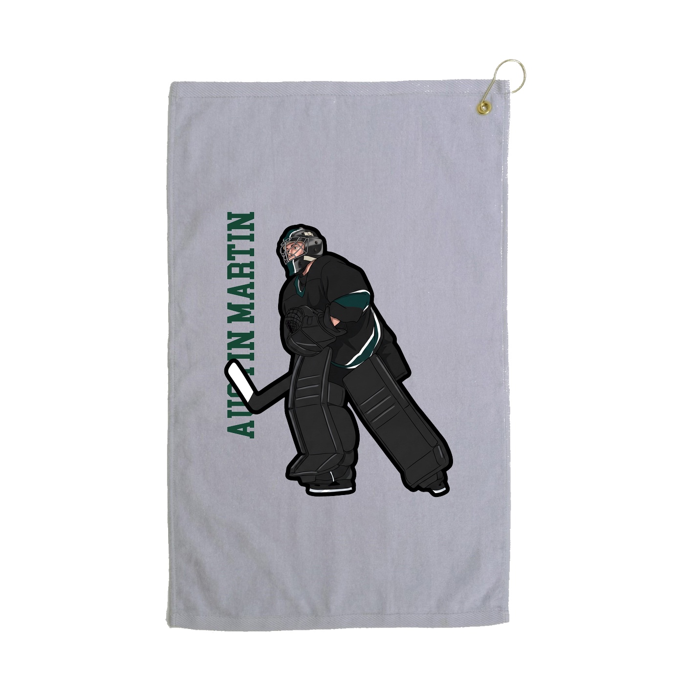 Golf Towel — Name Vertical in Grey
