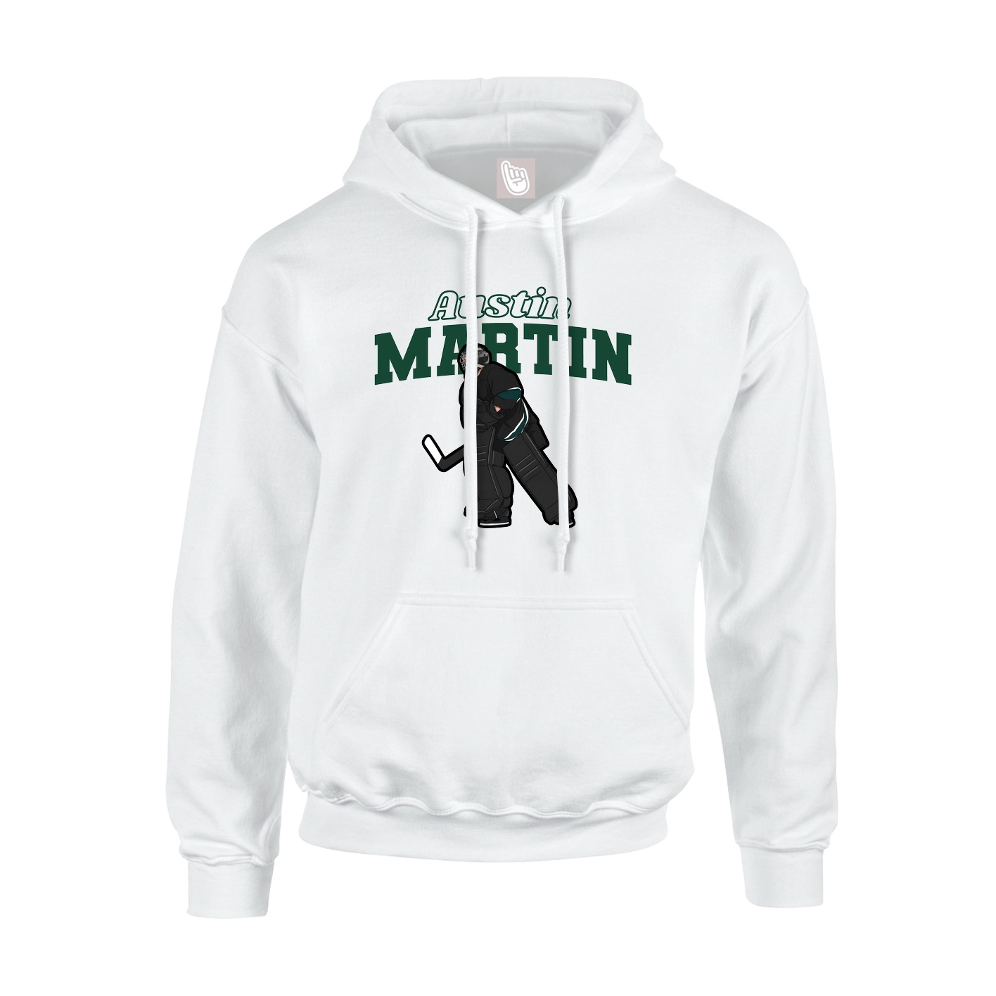 Youth Hoodie — Name Arch in White