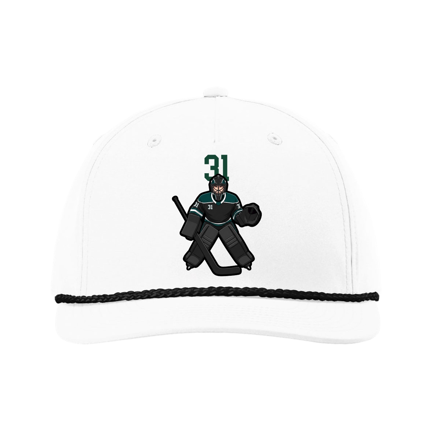 Five-Panel Classic Rope Cap — Number Top in White