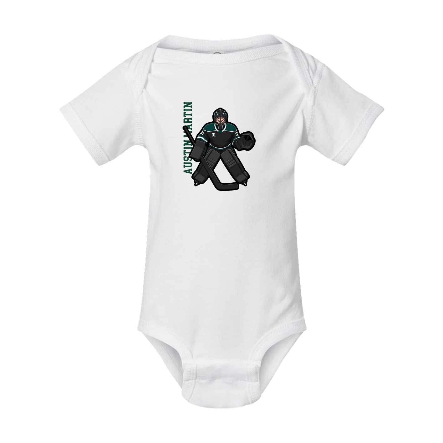 Baby Onesie — Name Vertical in White