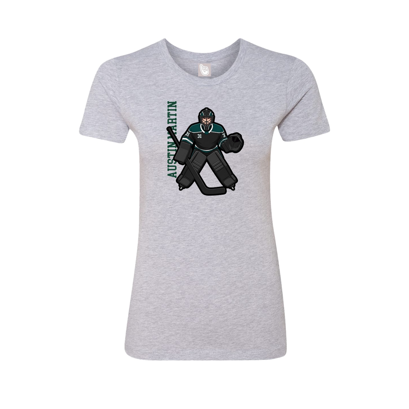 Fitted Women's Tee — Name Vertical in Grey