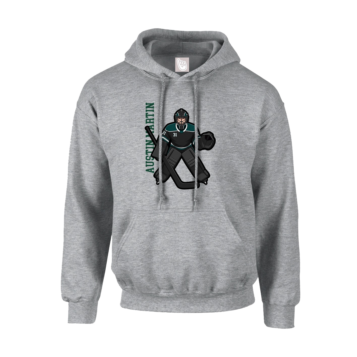 Hoodie — Name Vertical in Grey