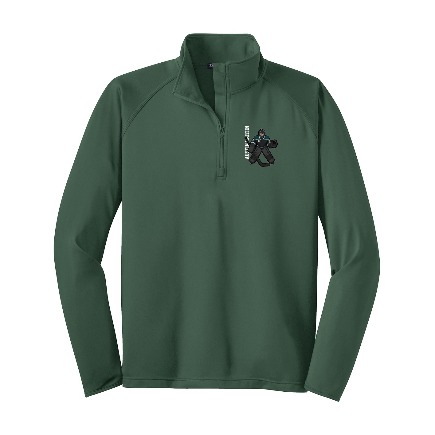 Q-Zip Pullover — Name Vertical in Green