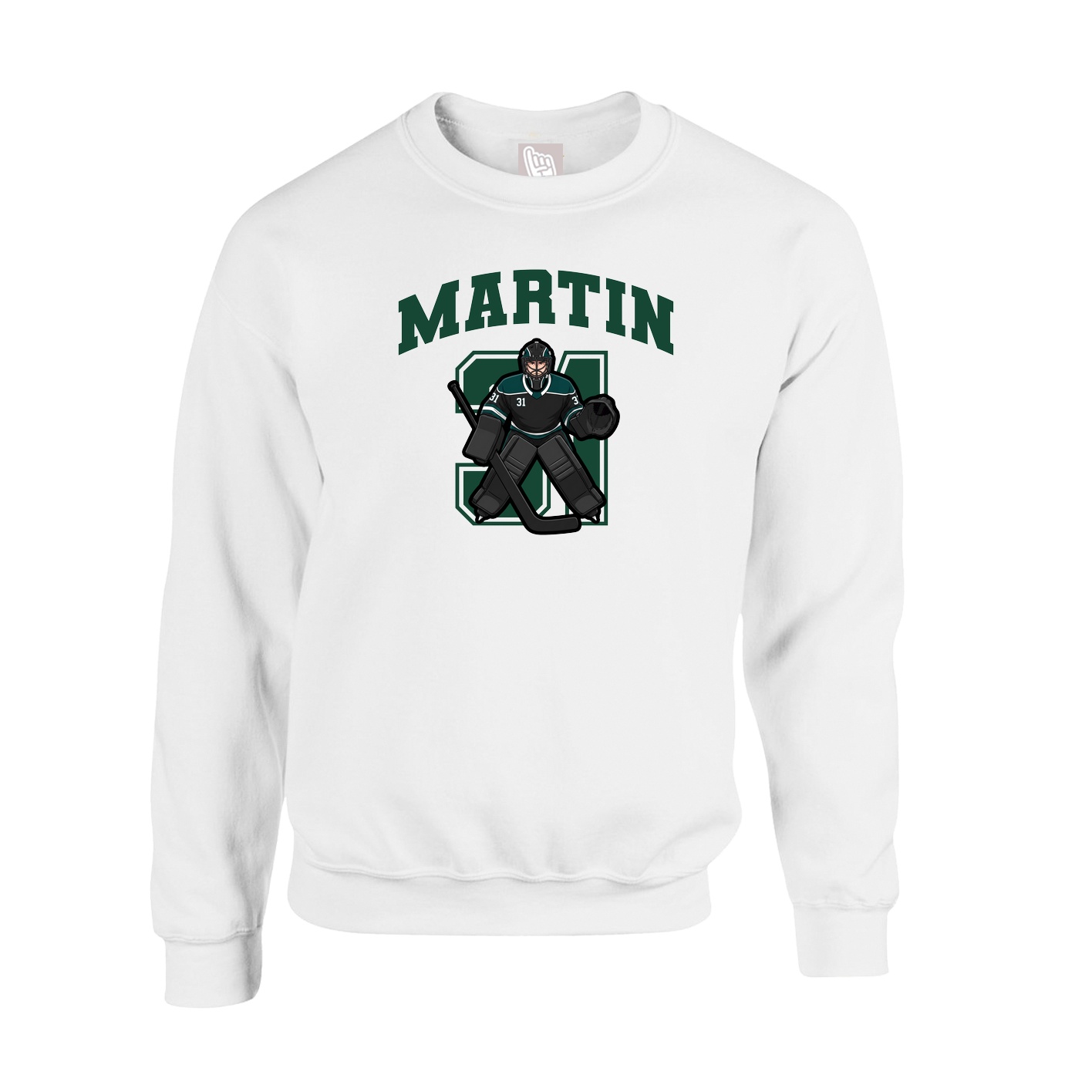 Fleece Crew — Number in White